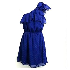 Blue one-shoulder dress